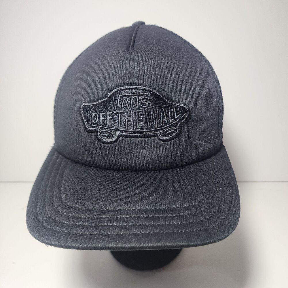 Vans Off The Wall Black Trucker Hat Mesh Snapback Adjustable Cap Skateboarding